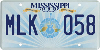 MS license plate MLK058