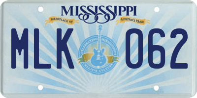 MS license plate MLK062