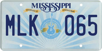 MS license plate MLK065