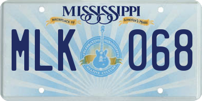 MS license plate MLK068
