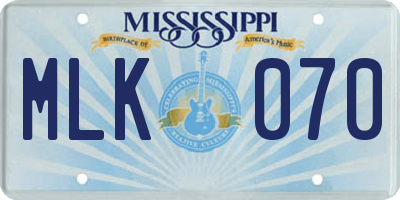 MS license plate MLK070