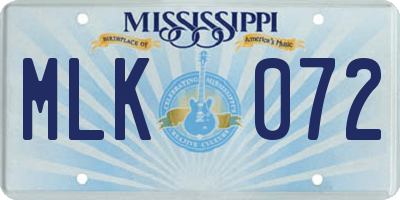MS license plate MLK072