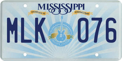 MS license plate MLK076