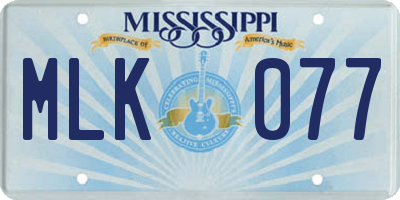 MS license plate MLK077
