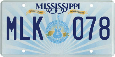 MS license plate MLK078