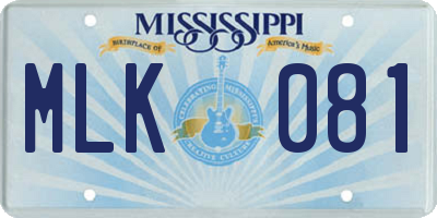 MS license plate MLK081