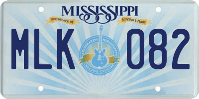 MS license plate MLK082