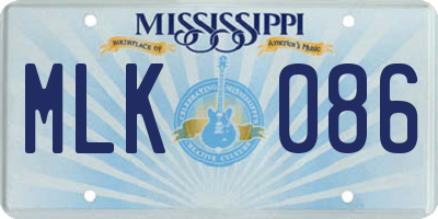 MS license plate MLK086