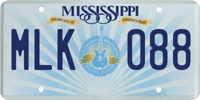 MS license plate MLK088