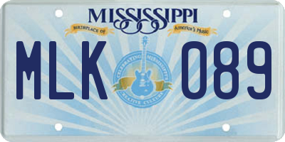 MS license plate MLK089