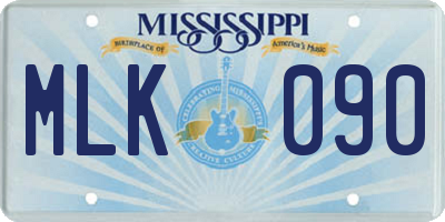 MS license plate MLK090