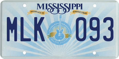 MS license plate MLK093