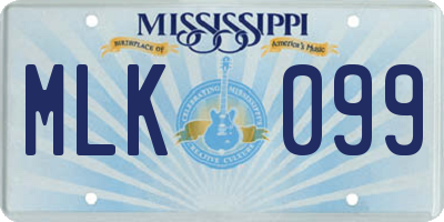 MS license plate MLK099