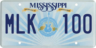 MS license plate MLK100
