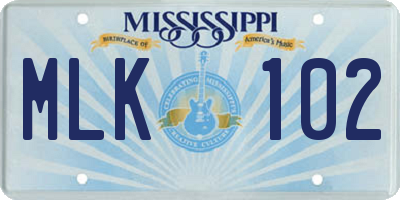 MS license plate MLK102