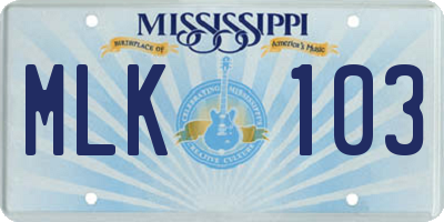 MS license plate MLK103