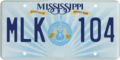 MS license plate MLK104