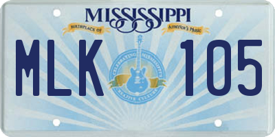 MS license plate MLK105