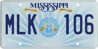 MS license plate MLK106