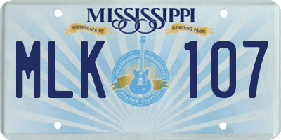 MS license plate MLK107
