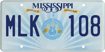 MS license plate MLK108