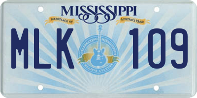 MS license plate MLK109