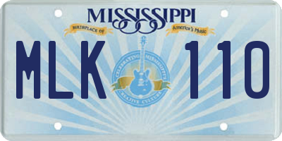 MS license plate MLK110
