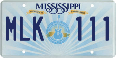 MS license plate MLK111