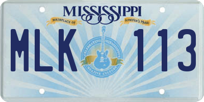 MS license plate MLK113