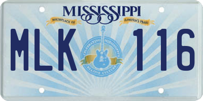 MS license plate MLK116