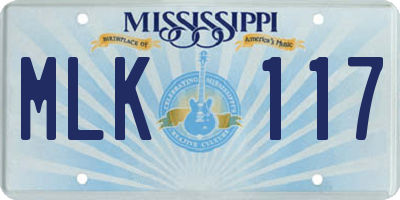 MS license plate MLK117