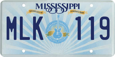 MS license plate MLK119