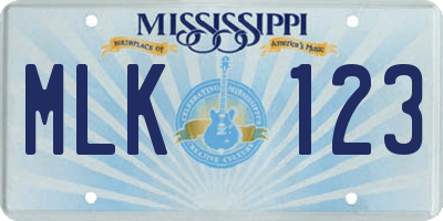 MS license plate MLK123