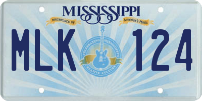 MS license plate MLK124