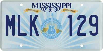 MS license plate MLK129
