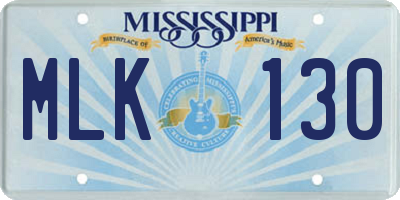 MS license plate MLK130