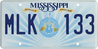 MS license plate MLK133