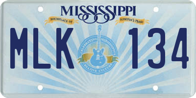 MS license plate MLK134