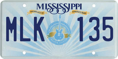 MS license plate MLK135