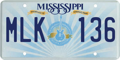MS license plate MLK136
