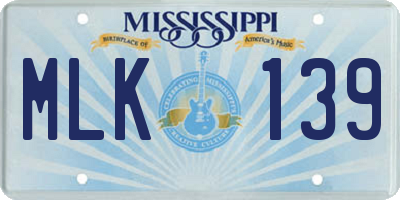 MS license plate MLK139