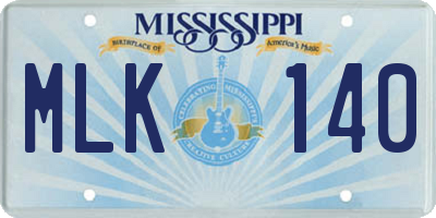 MS license plate MLK140