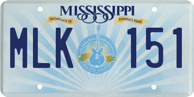 MS license plate MLK151