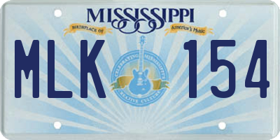 MS license plate MLK154