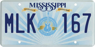 MS license plate MLK167