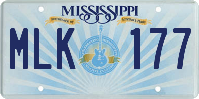 MS license plate MLK177