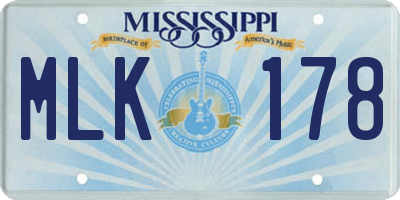 MS license plate MLK178