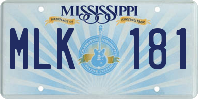 MS license plate MLK181