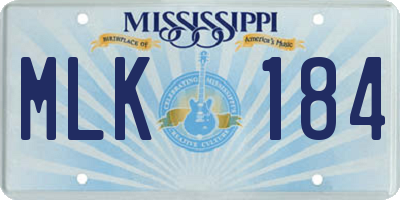MS license plate MLK184