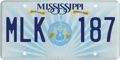 MS license plate MLK187